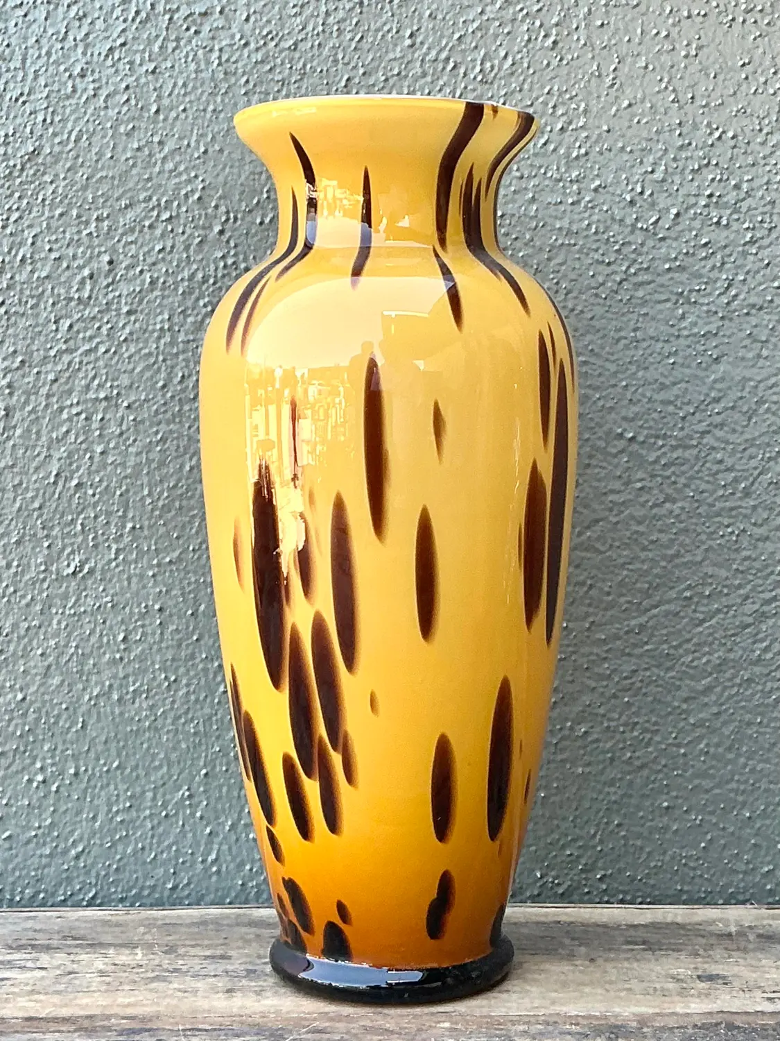Vintage Italian Tortoise Glass Vase - Top view