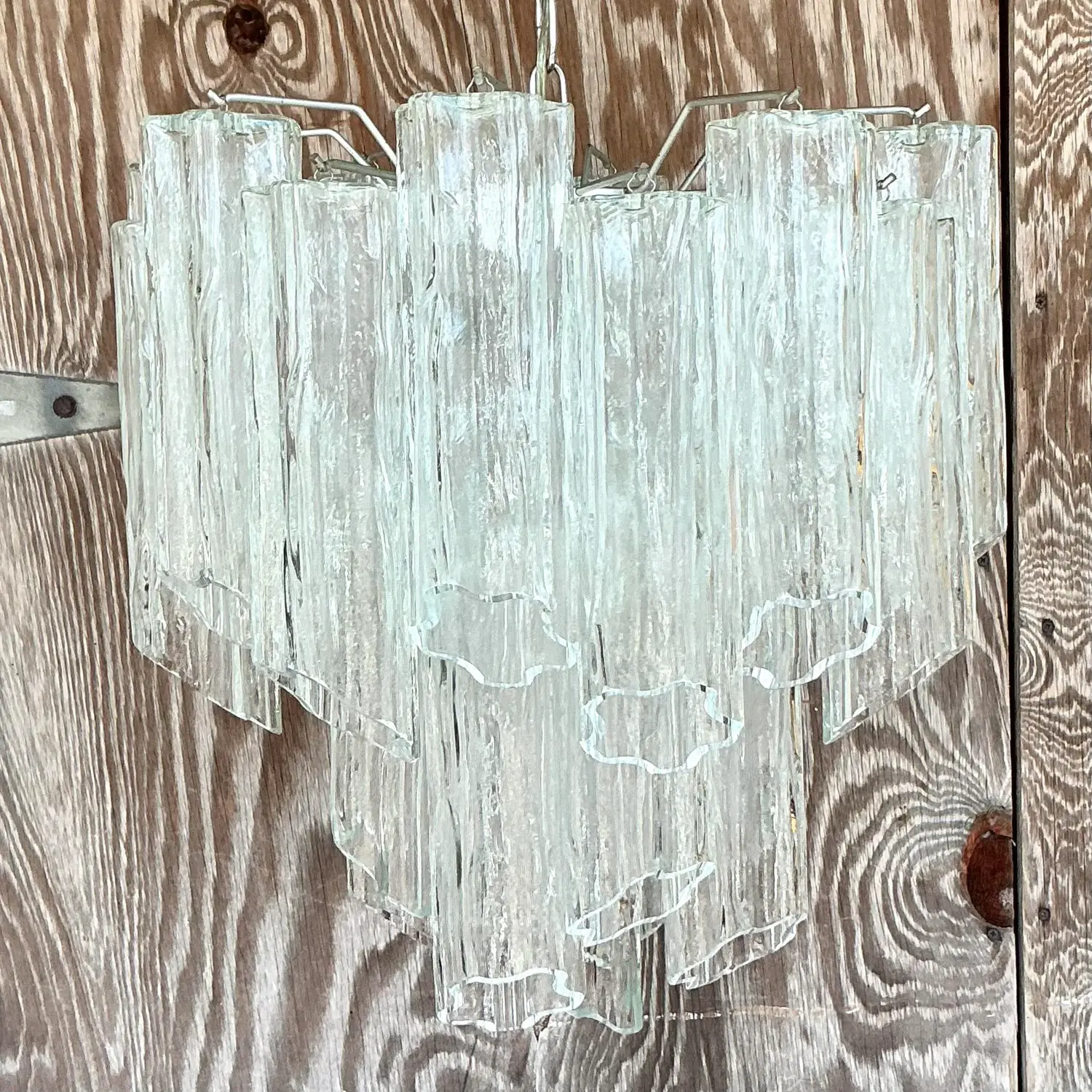 Vintage Italian Tubular Glass Chandelier After Murano - Top view