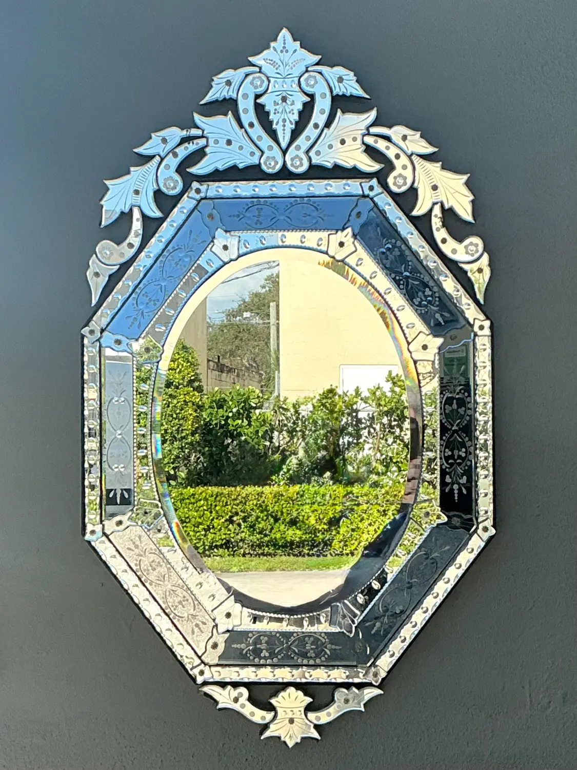 Vintage Italian Venetian Glass Mirror - Top view