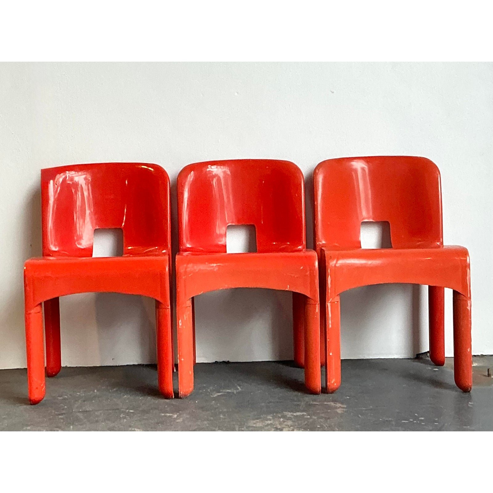 Vintage Joe Colombo Molded Resin Chairs - Set of Three - Top view