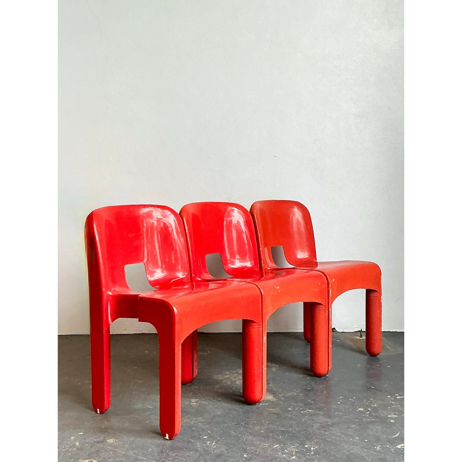 Vintage Joe Colombo Molded Resin Chairs - Set of Three - Side view