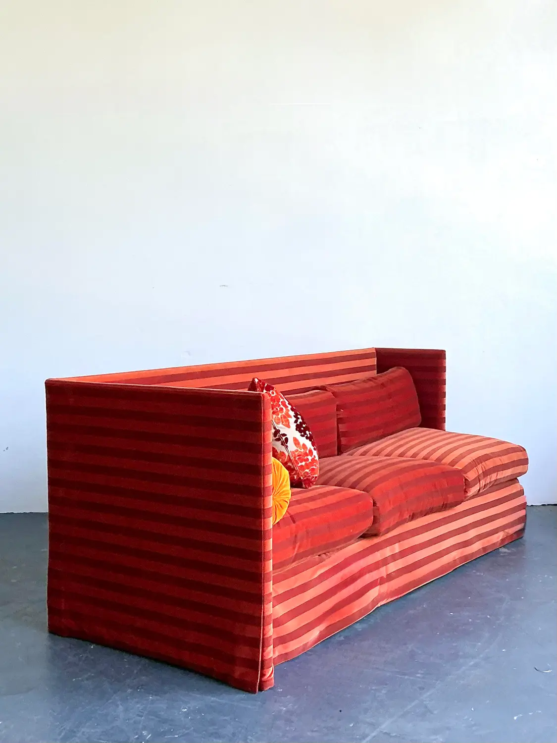 Vintage John Saladino Striped Velvet Sofa - Back view
