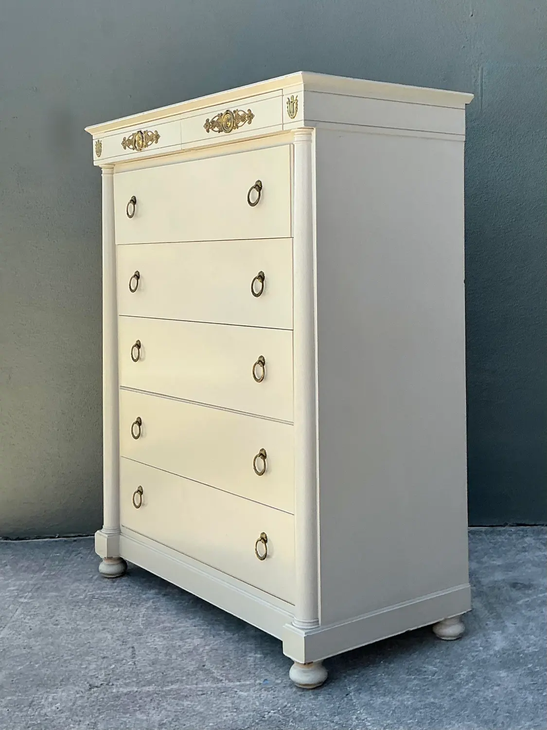 Vintage John Stuart for Johnson Furniture Neoclassical Tall Chest of Drawers - Top view