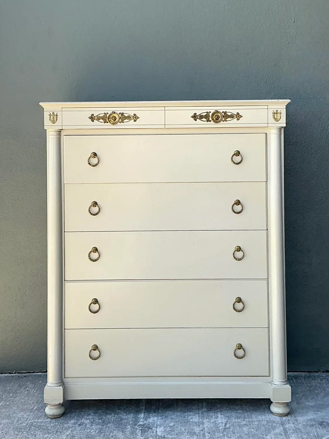 Vintage John Stuart for Johnson Furniture Neoclassical Tall Chest of Drawers - Back view