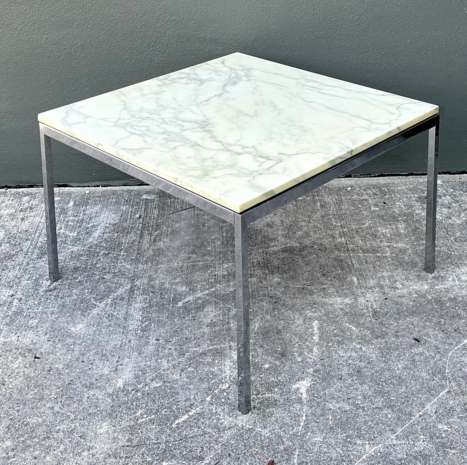 Vintage Knoll Marble Top Side Table - Side view