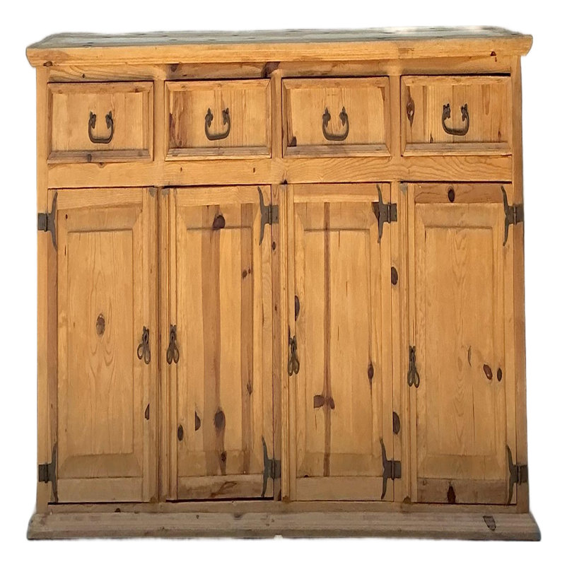 Vintage Knotty Pine Long Credenza - Detail view