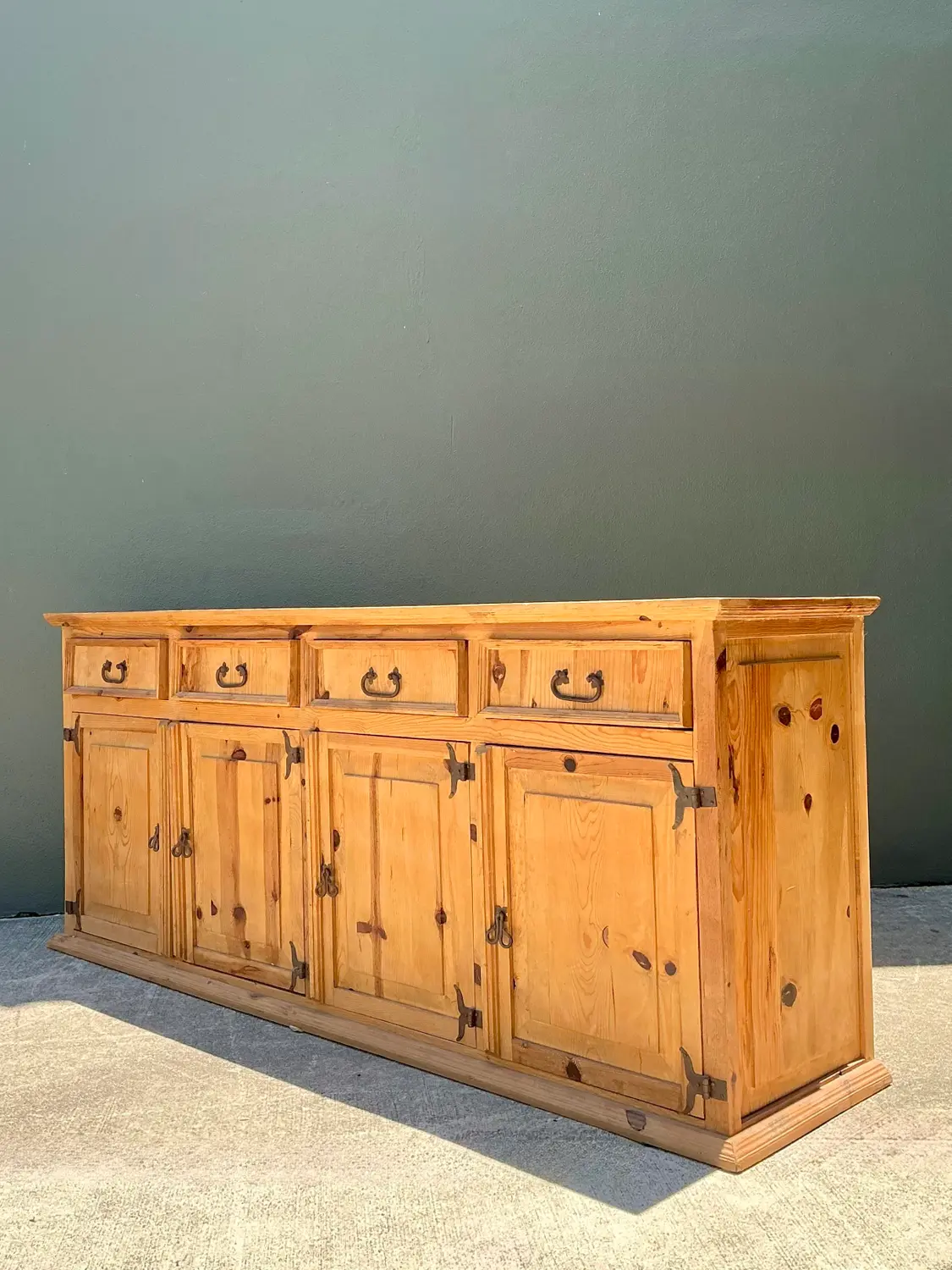 Vintage Knotty Pine Long Credenza - Top view