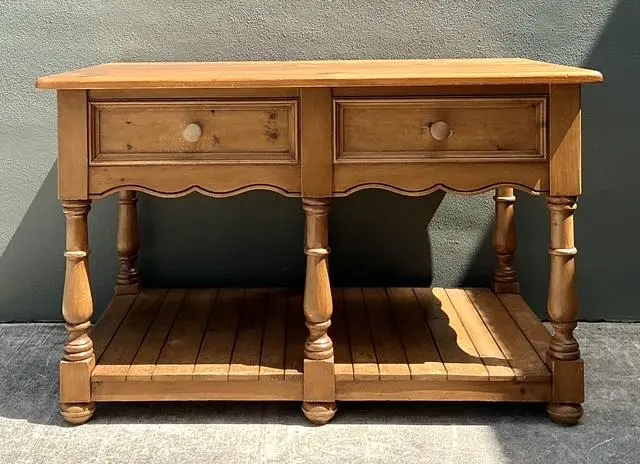 Vintage Knotty Pine Plank Center Island