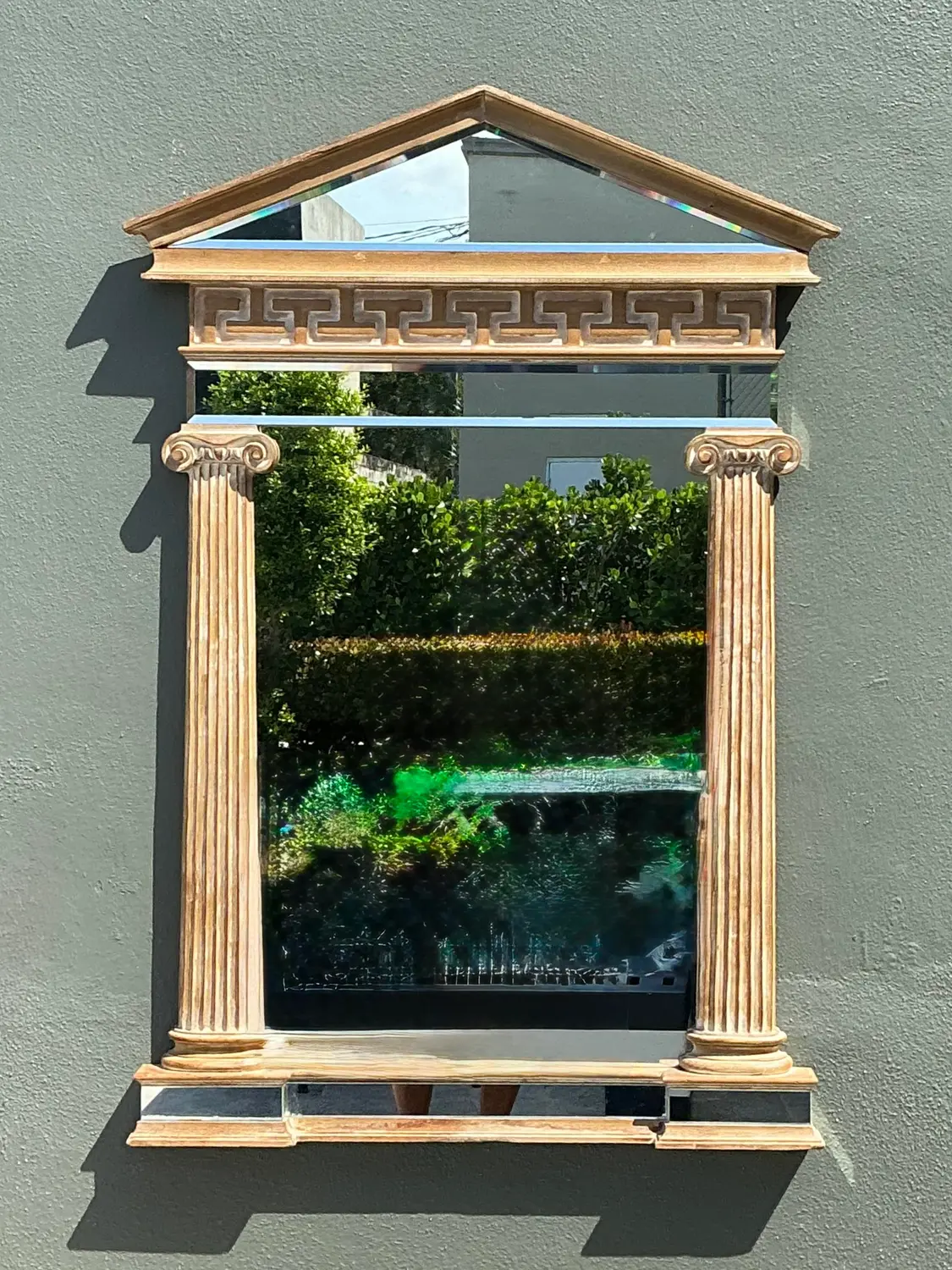 Vintage LaBarge Greek Key Pediment Mirror - Top view