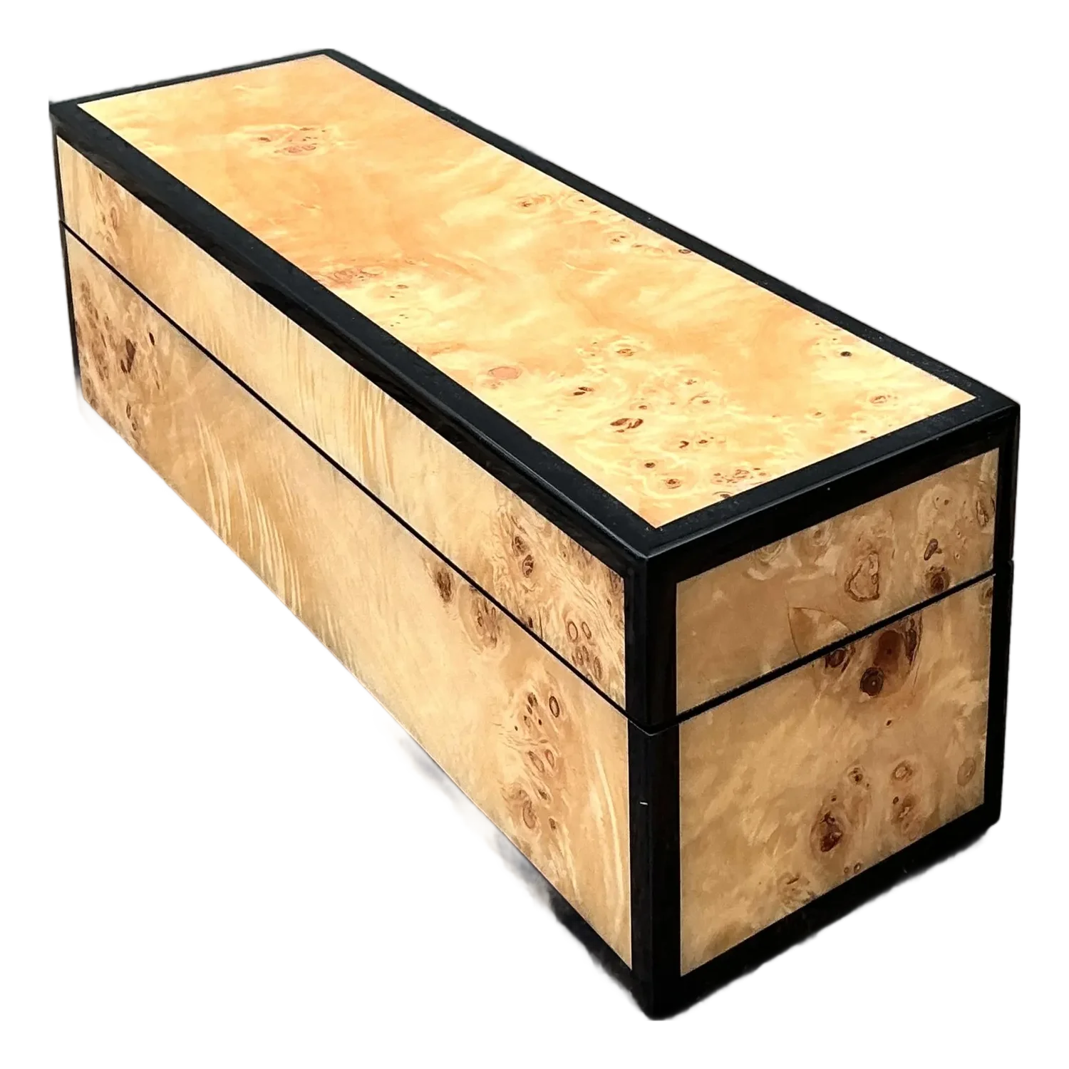 Vintage Lacquered Burl Wood Box - Detail view