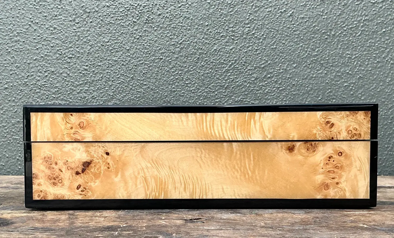 Vintage Lacquered Burl Wood Box - Top view