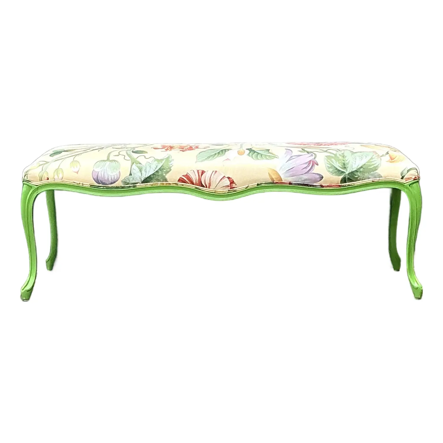 Vintage Lacquered Floral Bench
