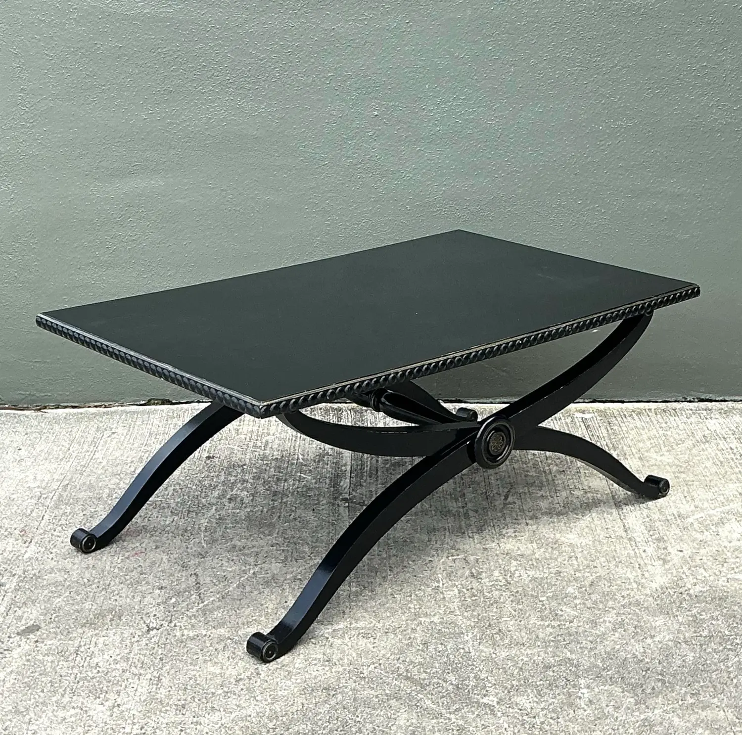 Vintage Lacquered X Base Coffee Table - Top view