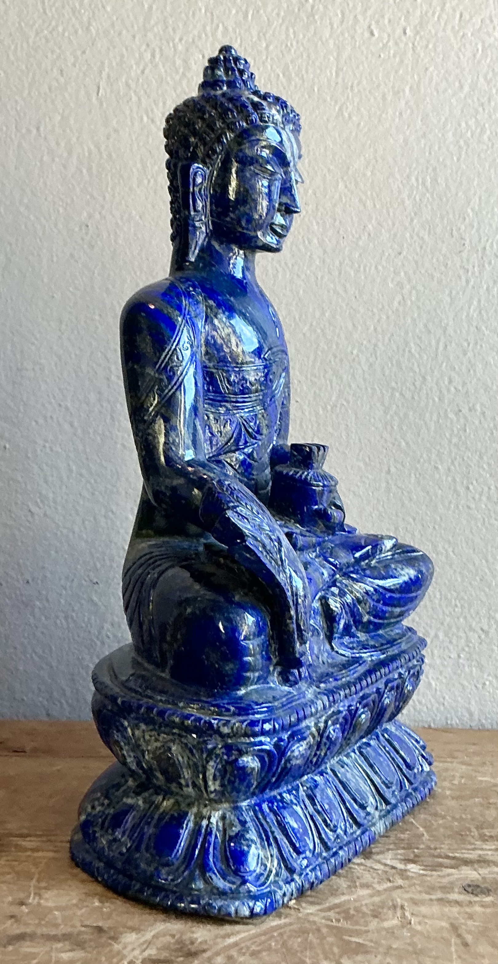 Vintage Lapis Lazuli Medicine Buddha - Top view