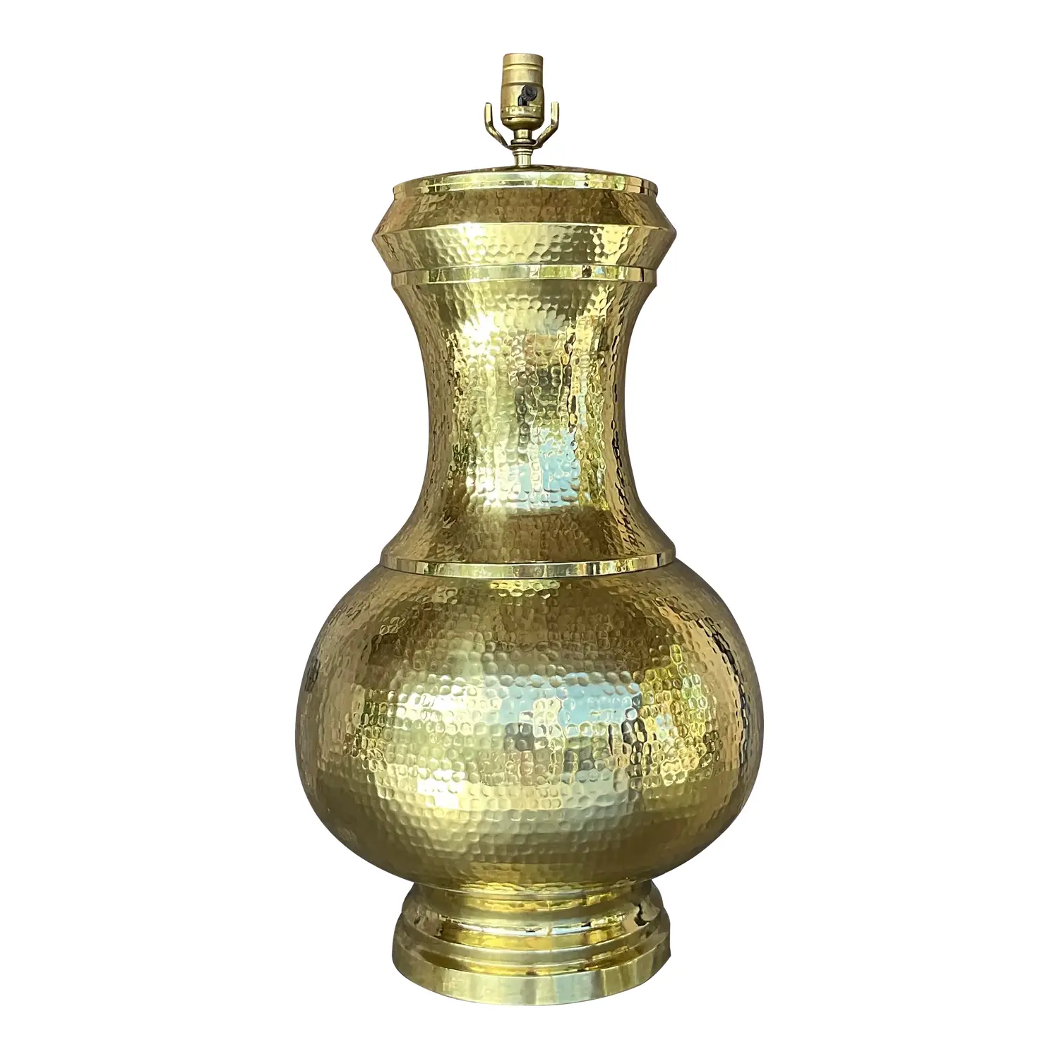 Vintage Late 20th Century Boho Hammered Brass Table Lamp