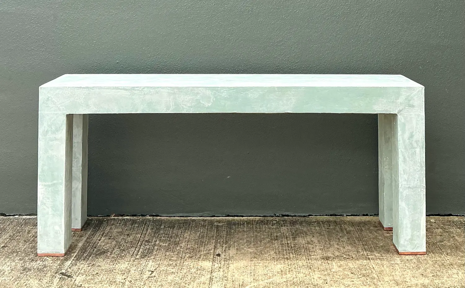 Vintage Linen Buon Fresco Faux Finished Console Table in Venetian Green - Detail view