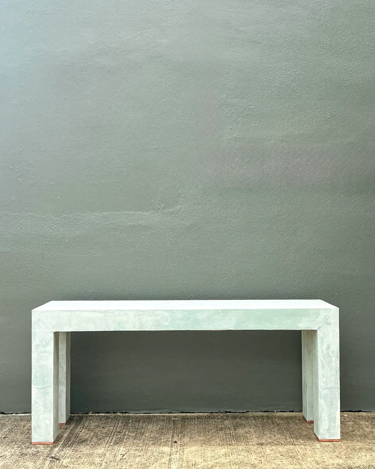 Vintage Linen Buon Fresco Faux Finished Console Table in Venetian Green - Back view