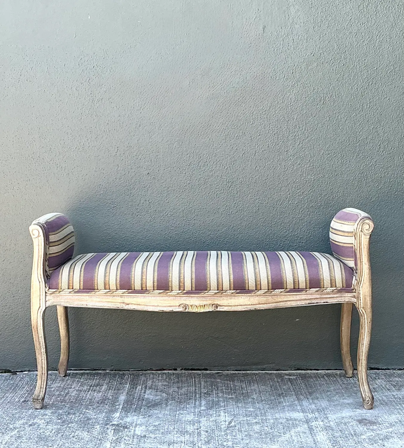 Vintage Louis XV Striped Bench