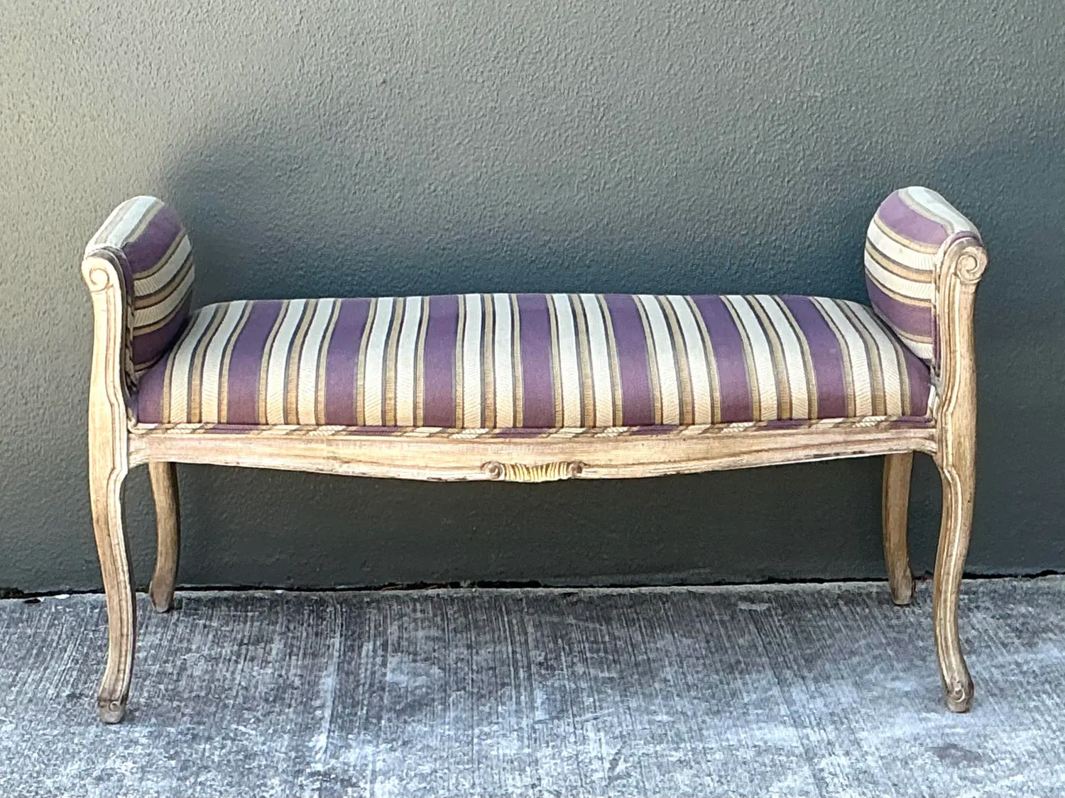 Vintage Louis XV Striped Bench - Top view
