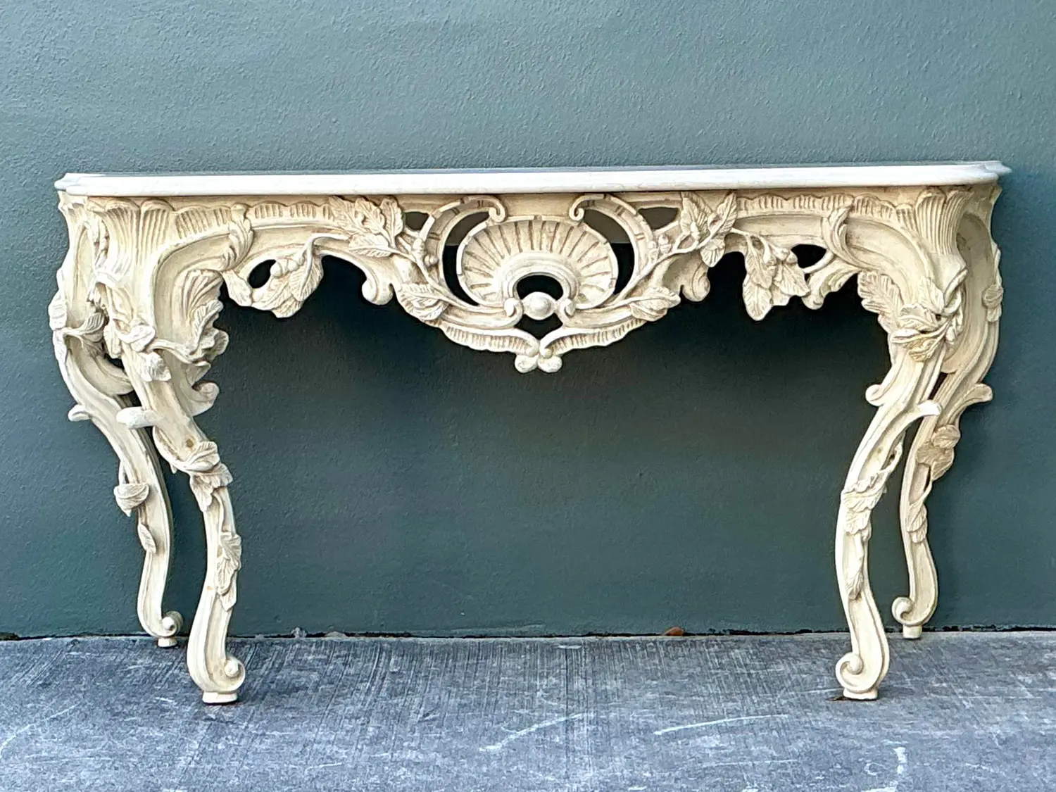 Vintage Louis XVI Stone Top Console Table - Top view