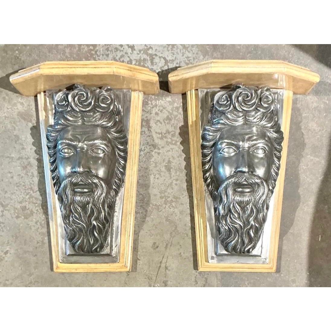 Vintage Maitland Smith Neptune Brackets - A Pair - Side view