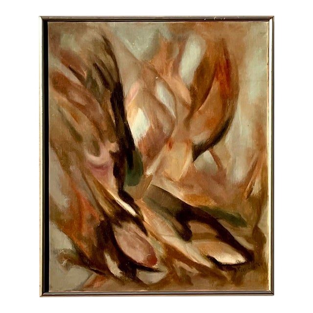 Vintage MCM Abstract Original Oil Painting