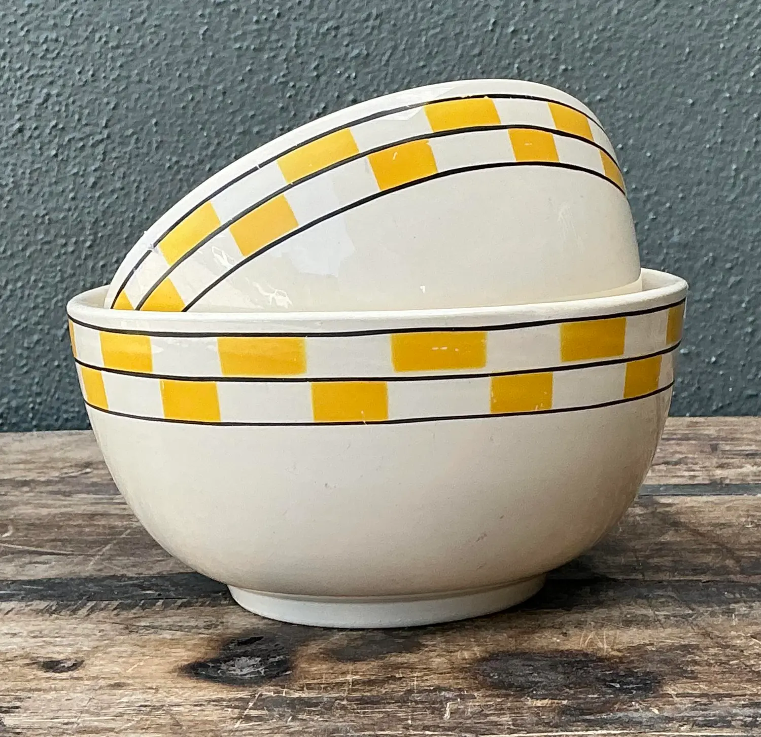 Vintage MCM Bakelite Ceramic Bowls - Set of 2 - Top view