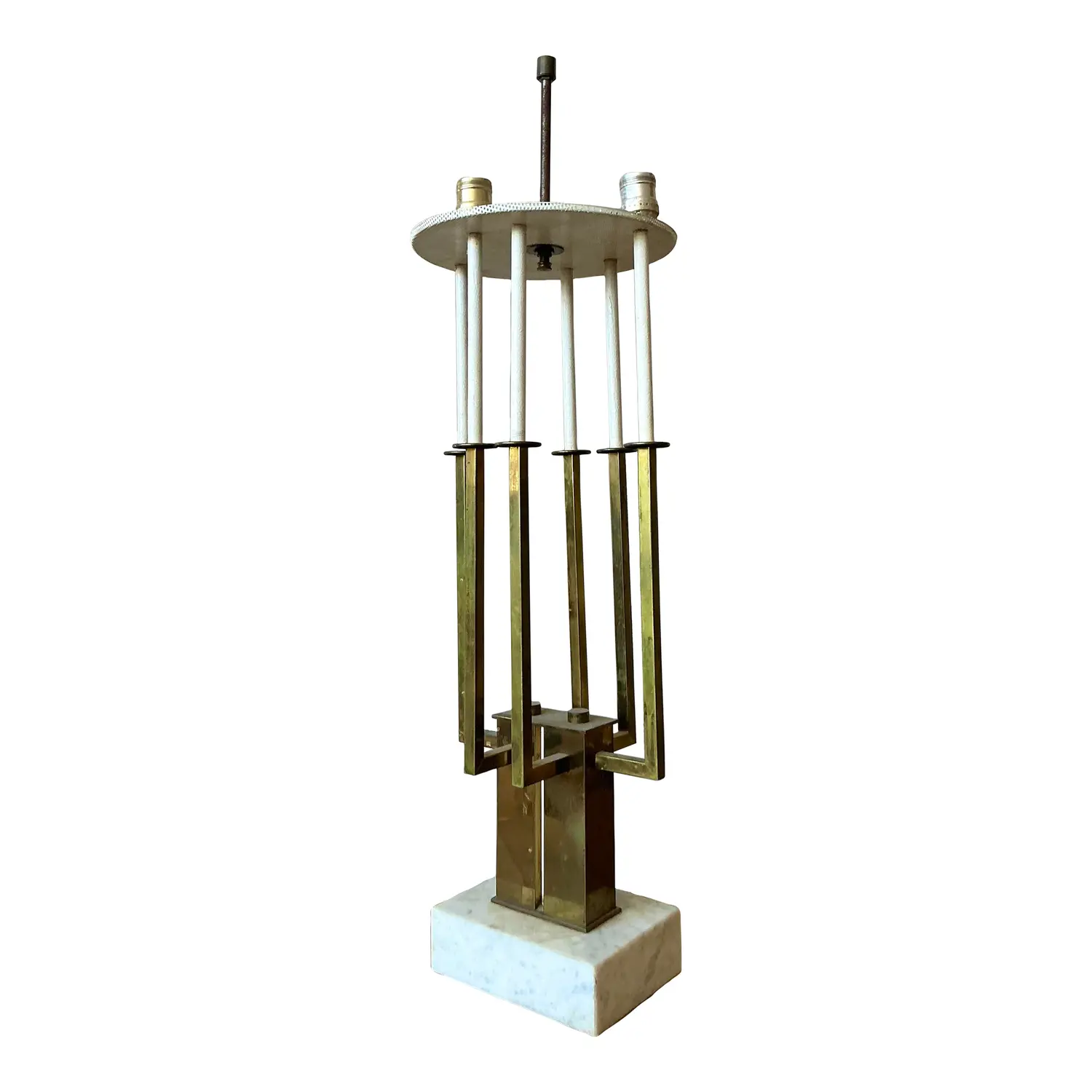 Vintage MCM Brass Candelabra Lamp After Tommi Parzinger - Detail view