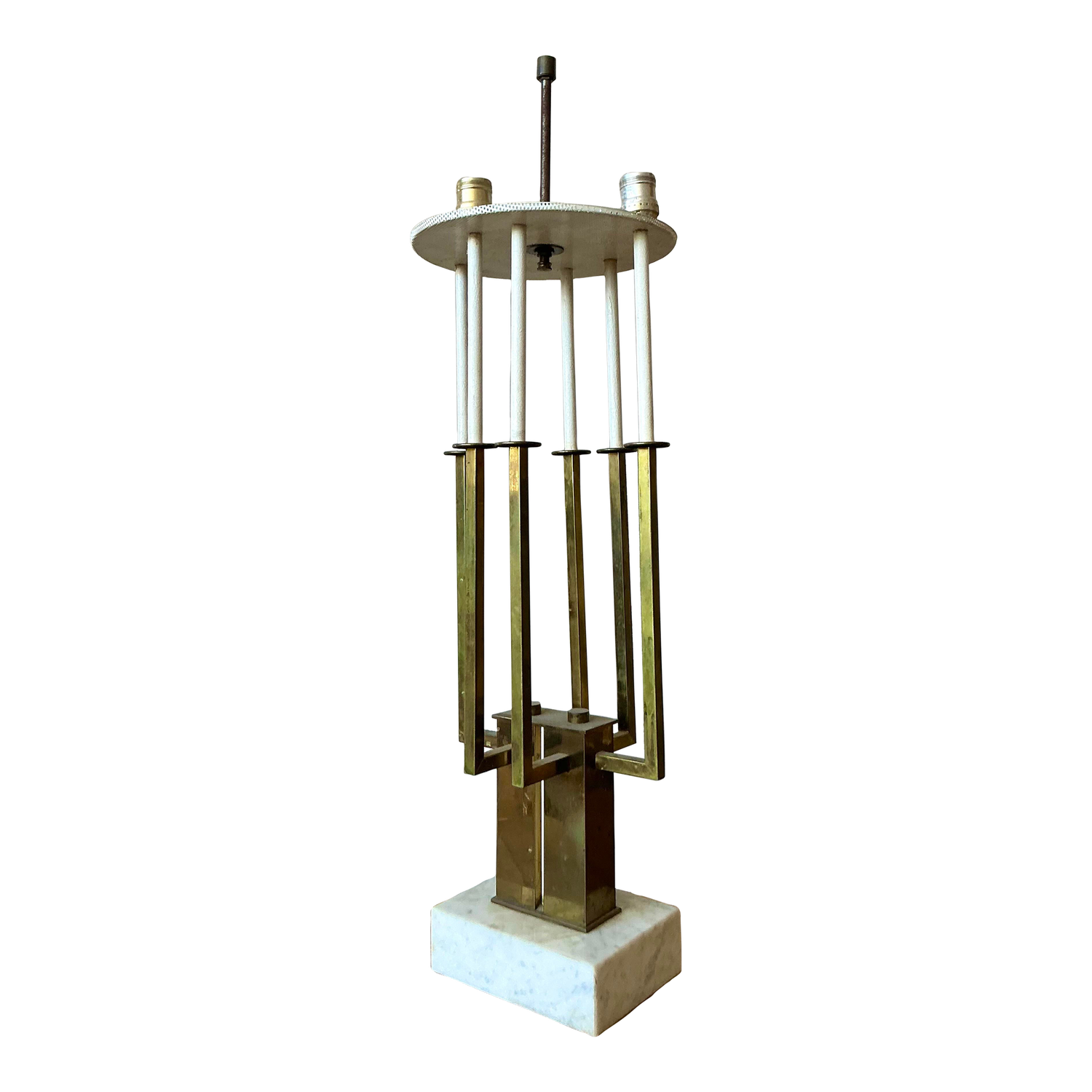 Vintage MCM Brass Candelabra Lamp After Tommi Parzinger - Side view
