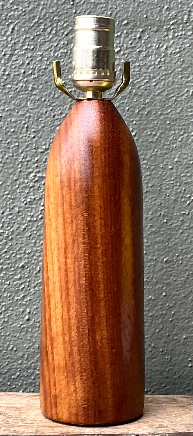 Vintage MCM Danish Wood Bullet Lamp - Detail view
