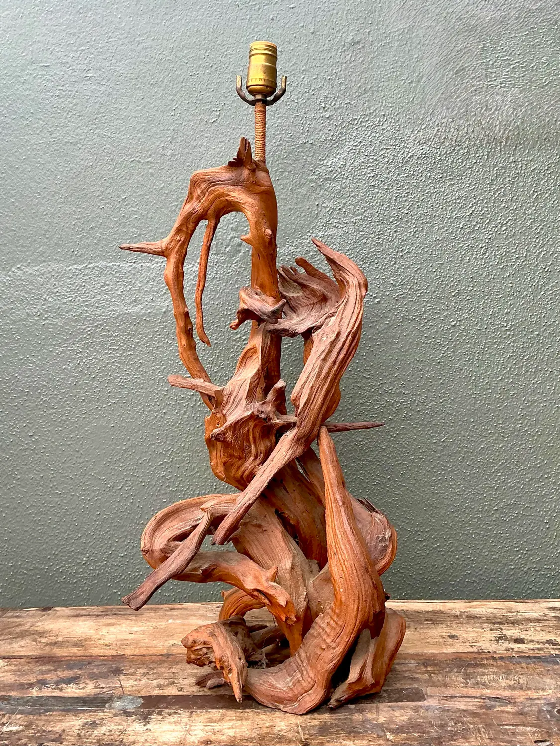 Vintage MCM Driftwood Lamp - Top view