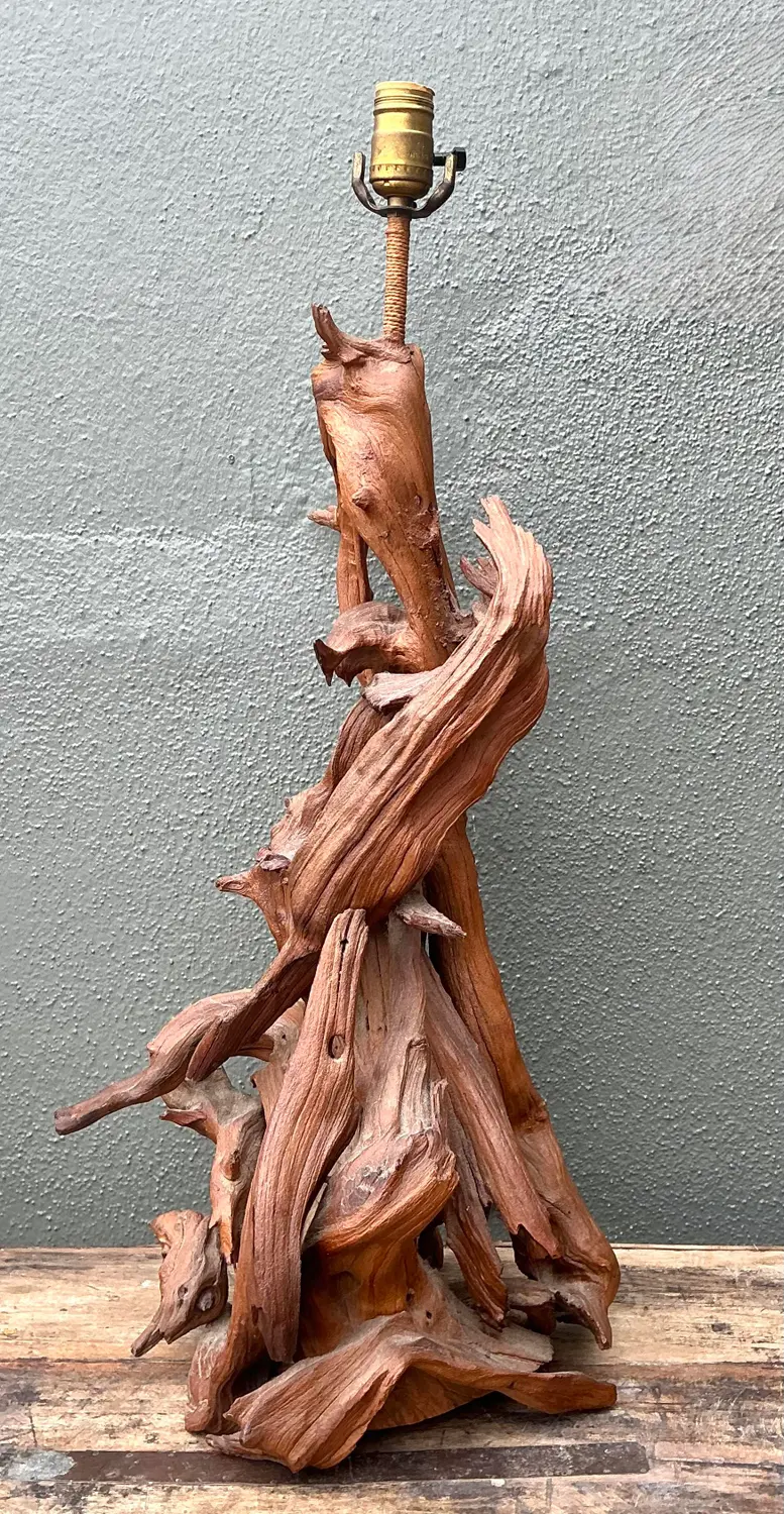Vintage MCM Driftwood Lamp - Detail view