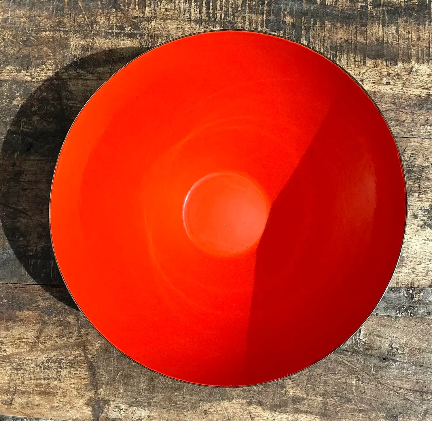 Vintage MCM Enamel Bowl - Side view