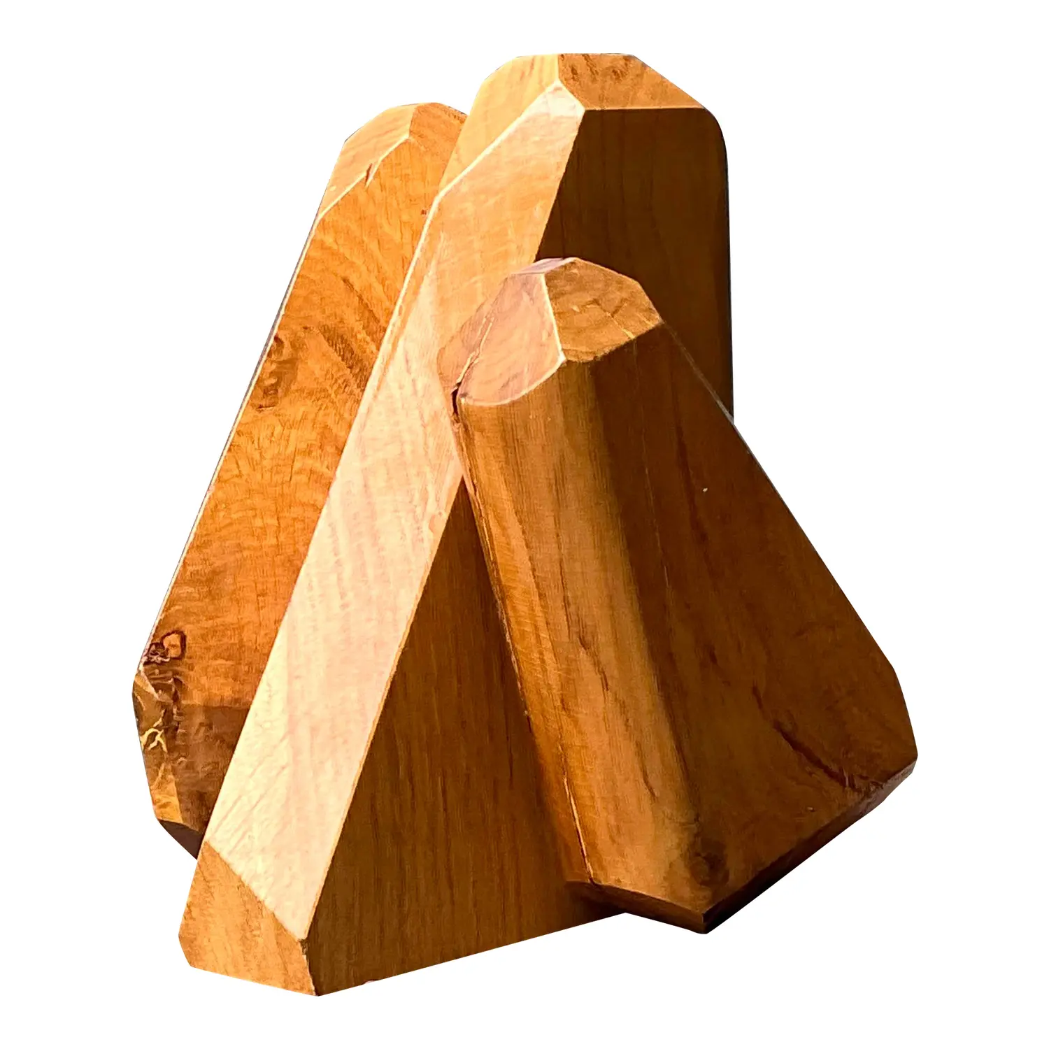 Vintage MCM Faceted Wood Sculpture
