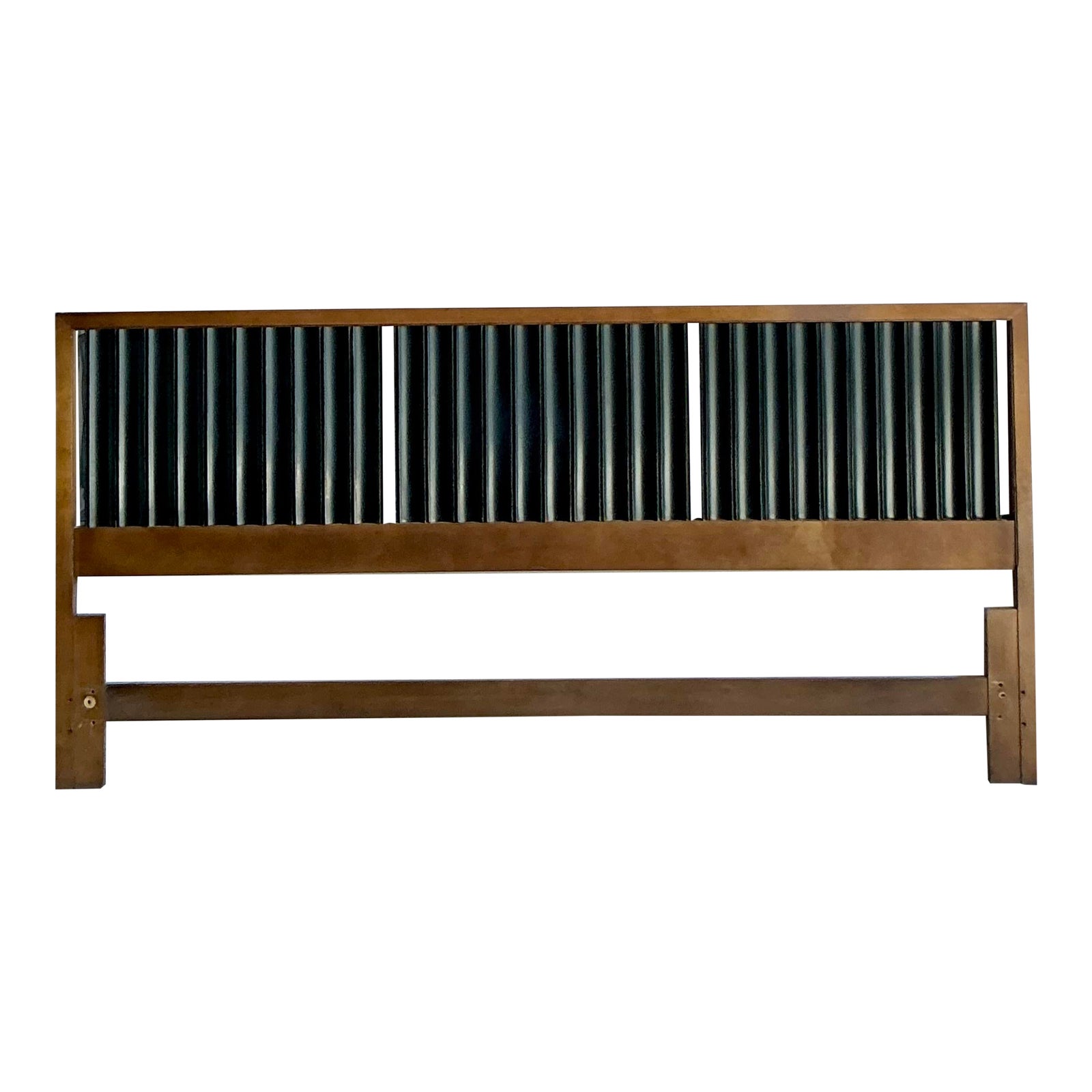 Vintage MCM Founders Fluted Ebony King Headboard - Detail view