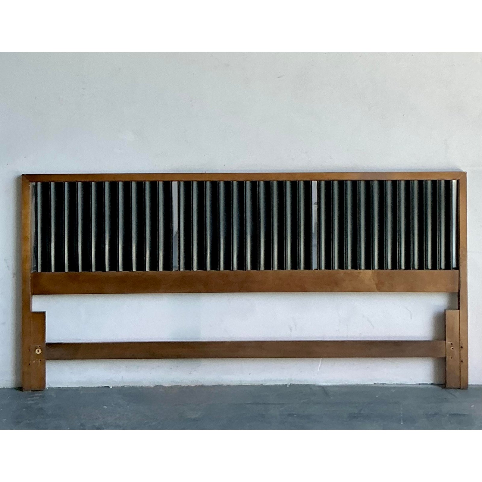 Vintage MCM Founders Fluted Ebony King Headboard - Top view