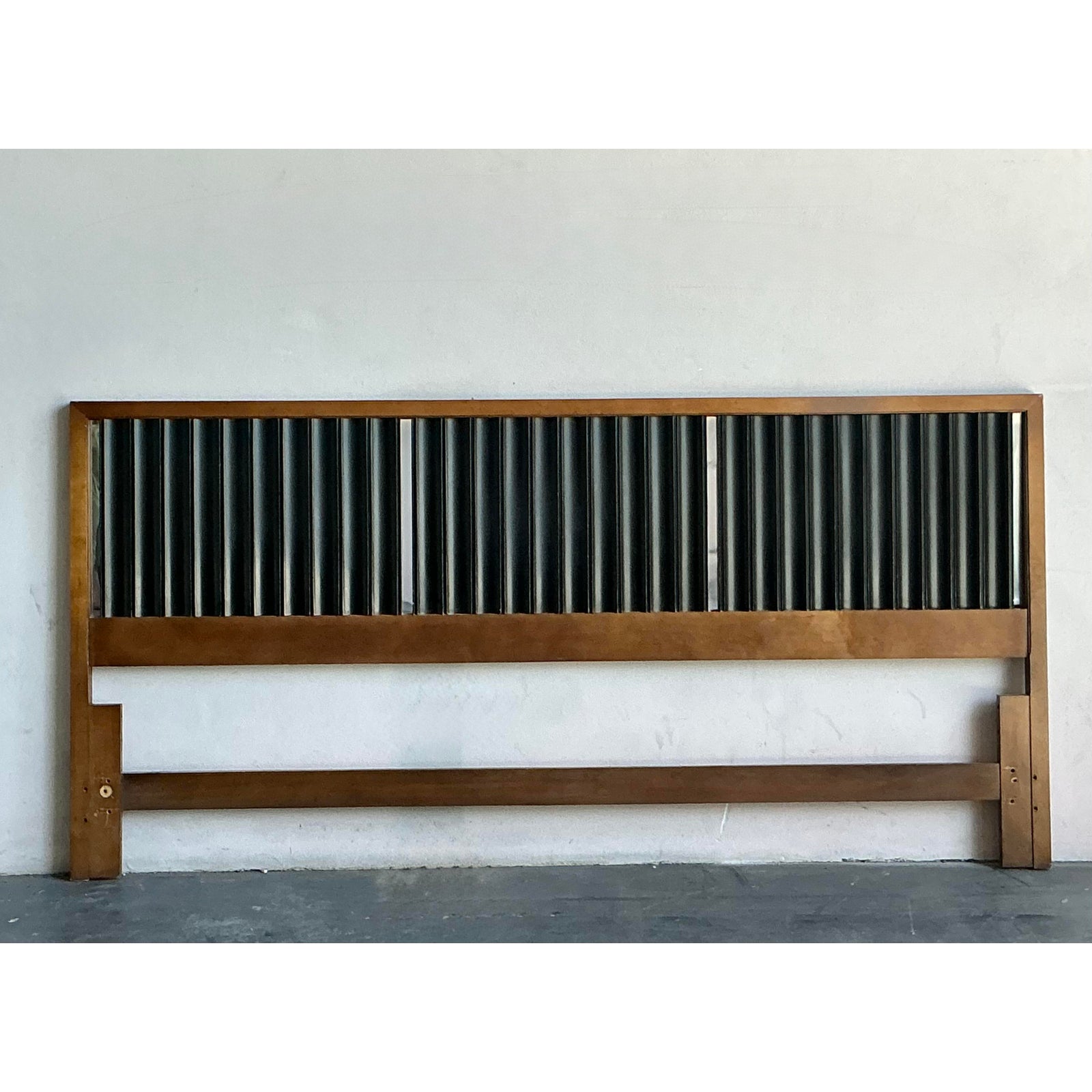 Vintage MCM Founders Fluted Ebony King Headboard - Back view