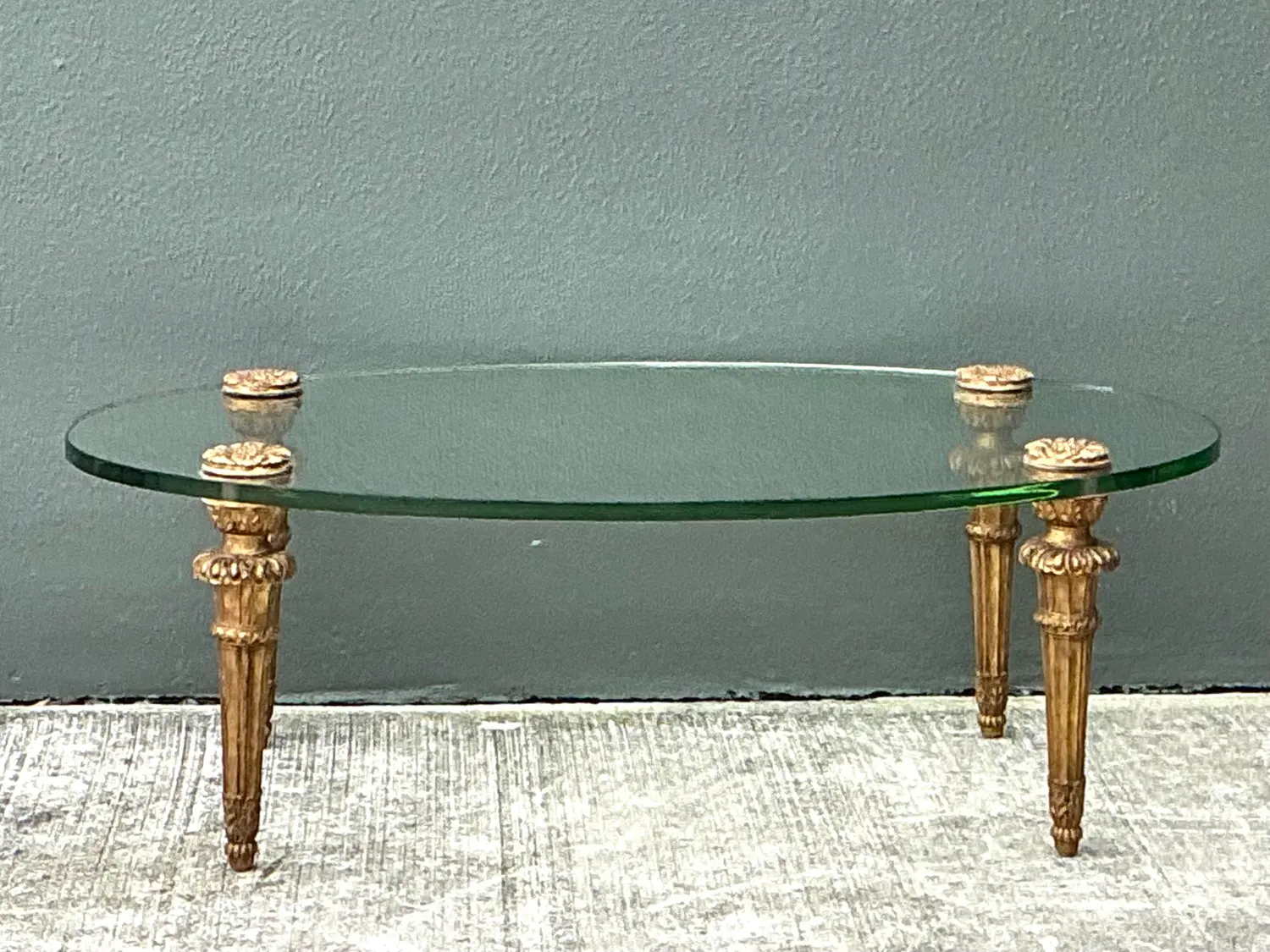 Vintage MCM Gilt Wood Coffee Table After Maison Jansen - Back view
