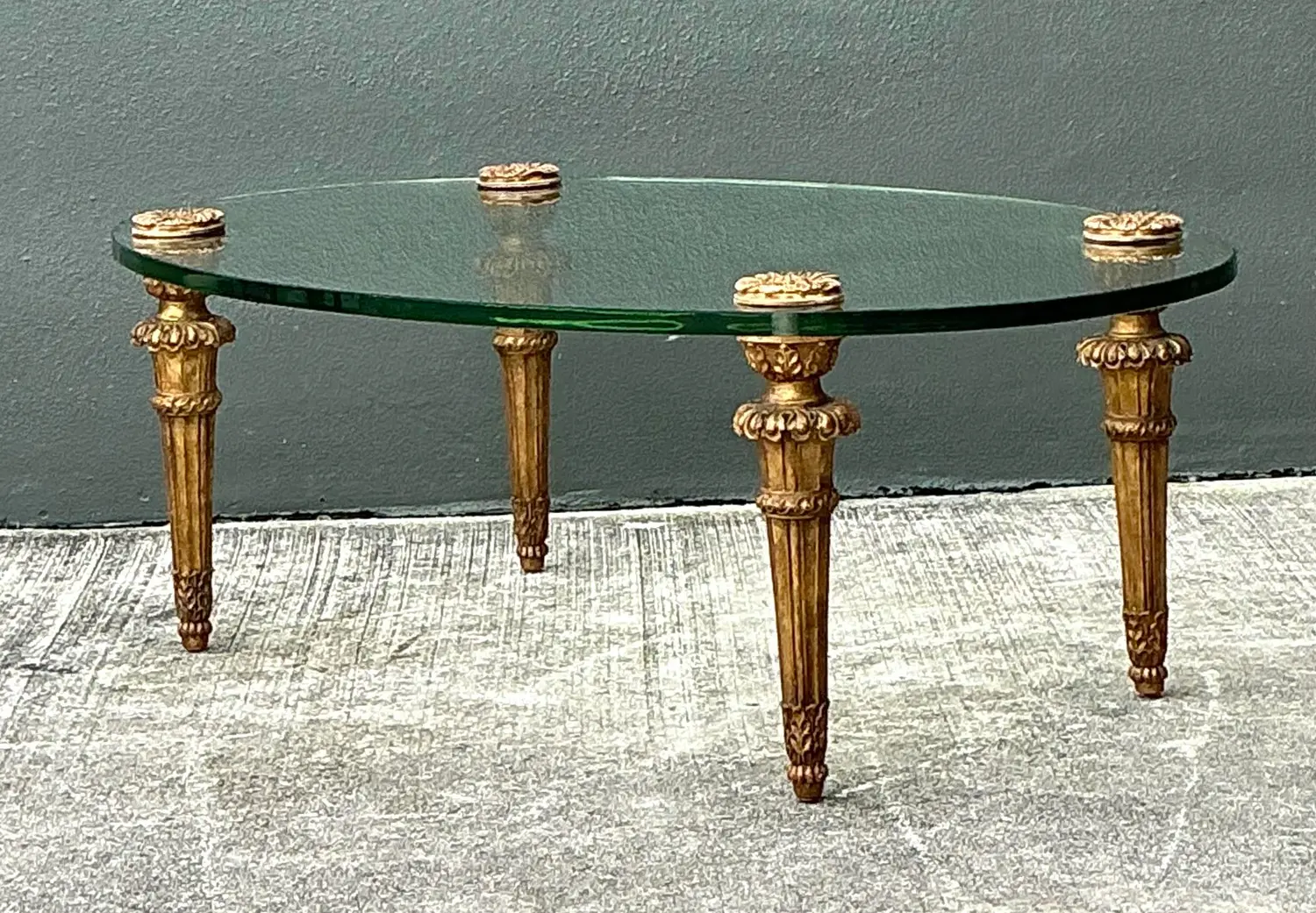 Vintage MCM Gilt Wood Coffee Table After Maison Jansen - Detail view