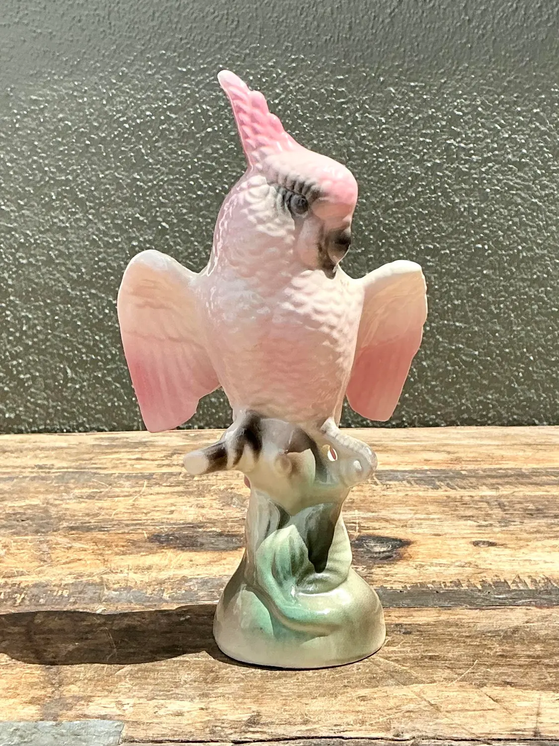Vintage MCM Glazed Ceramic Bird - Top view