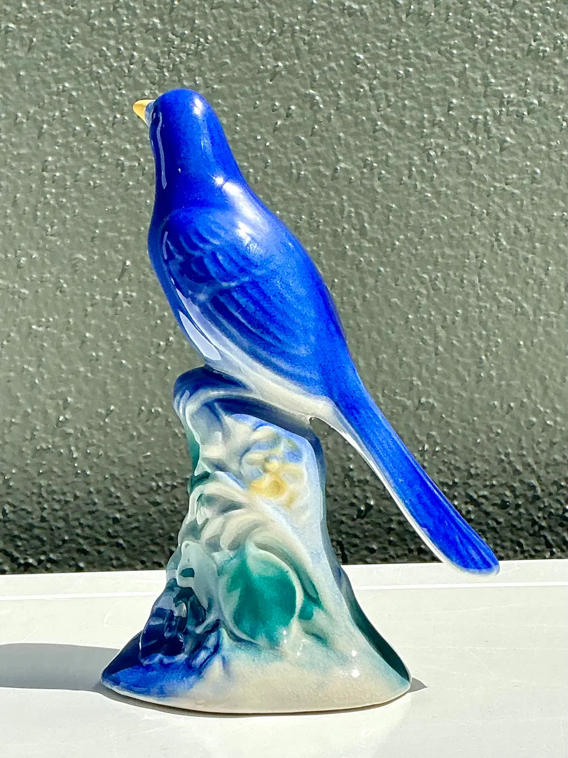 Vintage MCM Glazed Ceramic Bird - Back view