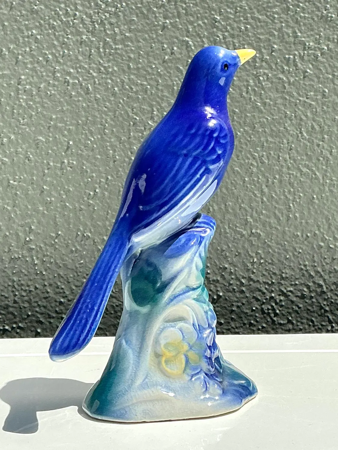 Vintage MCM Glazed Ceramic Bird - Side view