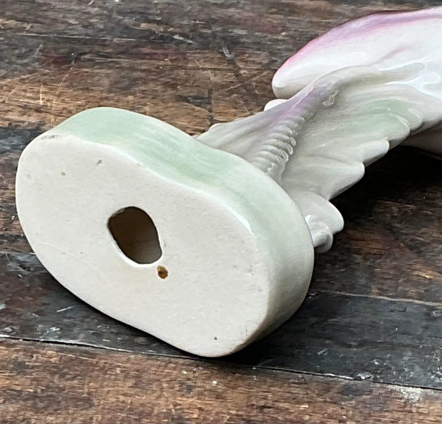 Vintage MCM Glazed Ceramic Flamingo - Top view