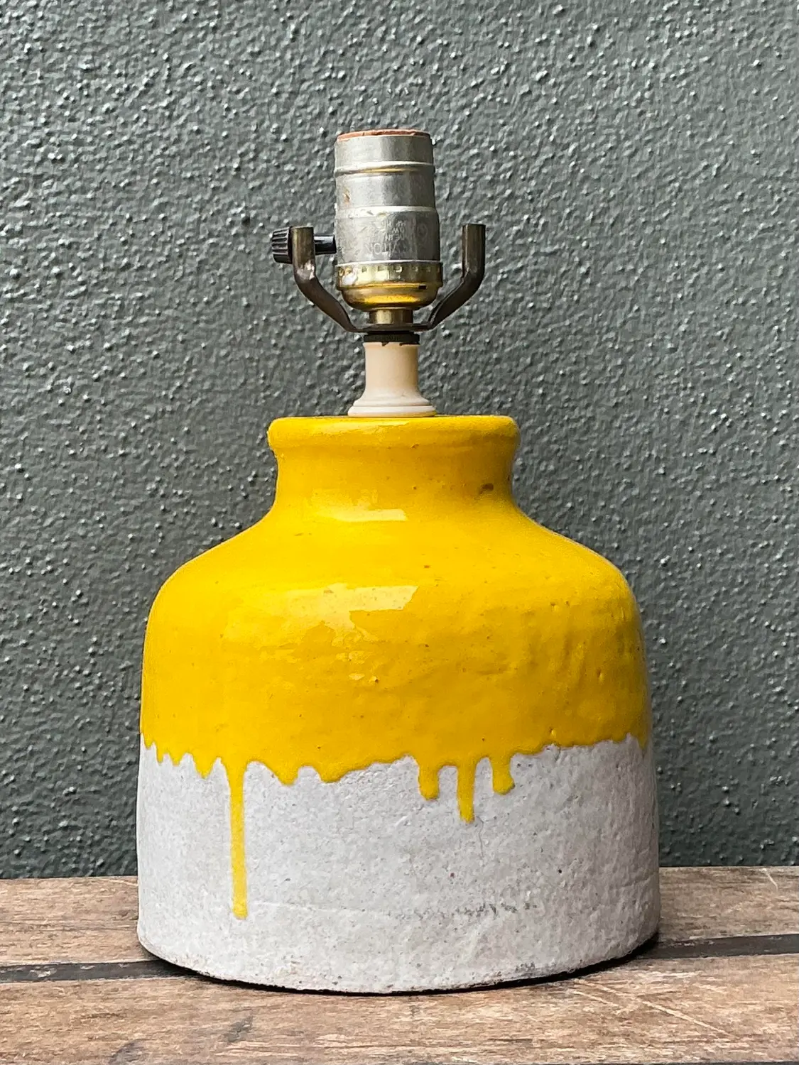 Vintage MCM Glazed Ceramic Lamp - Side view