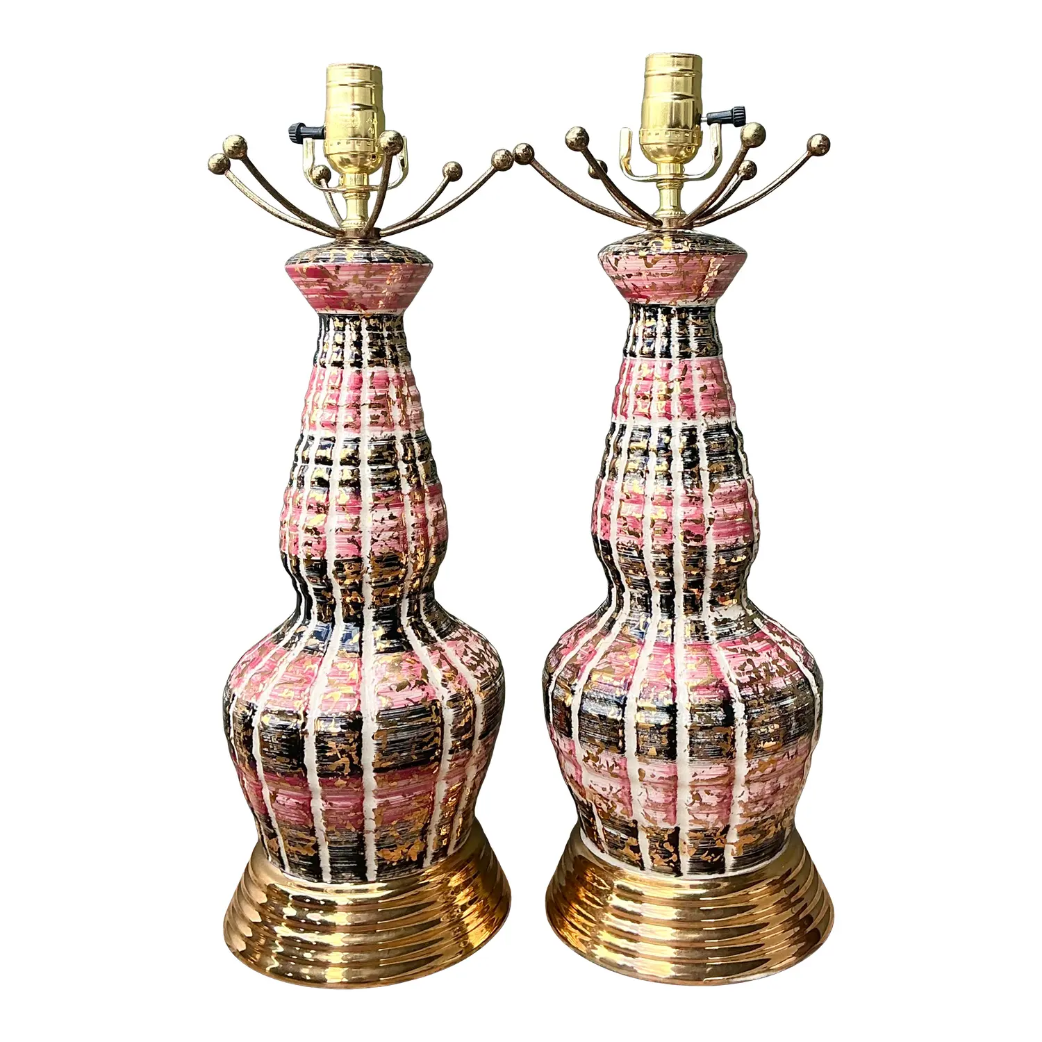 Vintage MCM Glazed Ceramic Lamps - A Pair