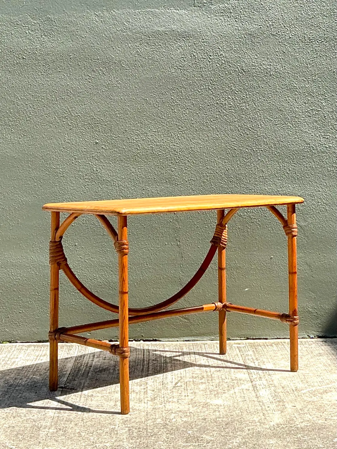 Vintage MCM Heywood Wakefield Wide Table - Side view