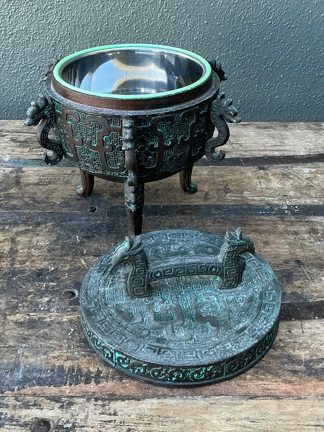 Vintage MCM Ice Bucket After James Mont - Side view