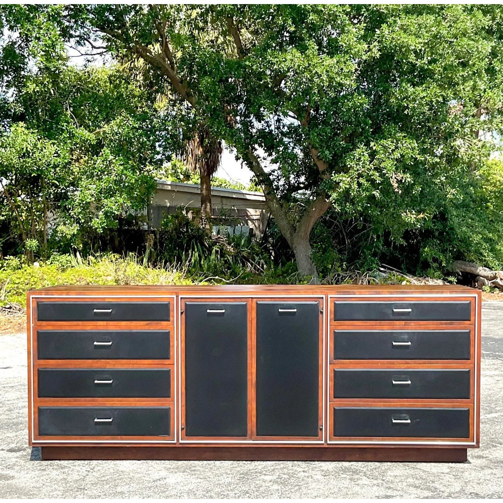 Vintage MCM John Stuart Leather Front Dresser - Top view