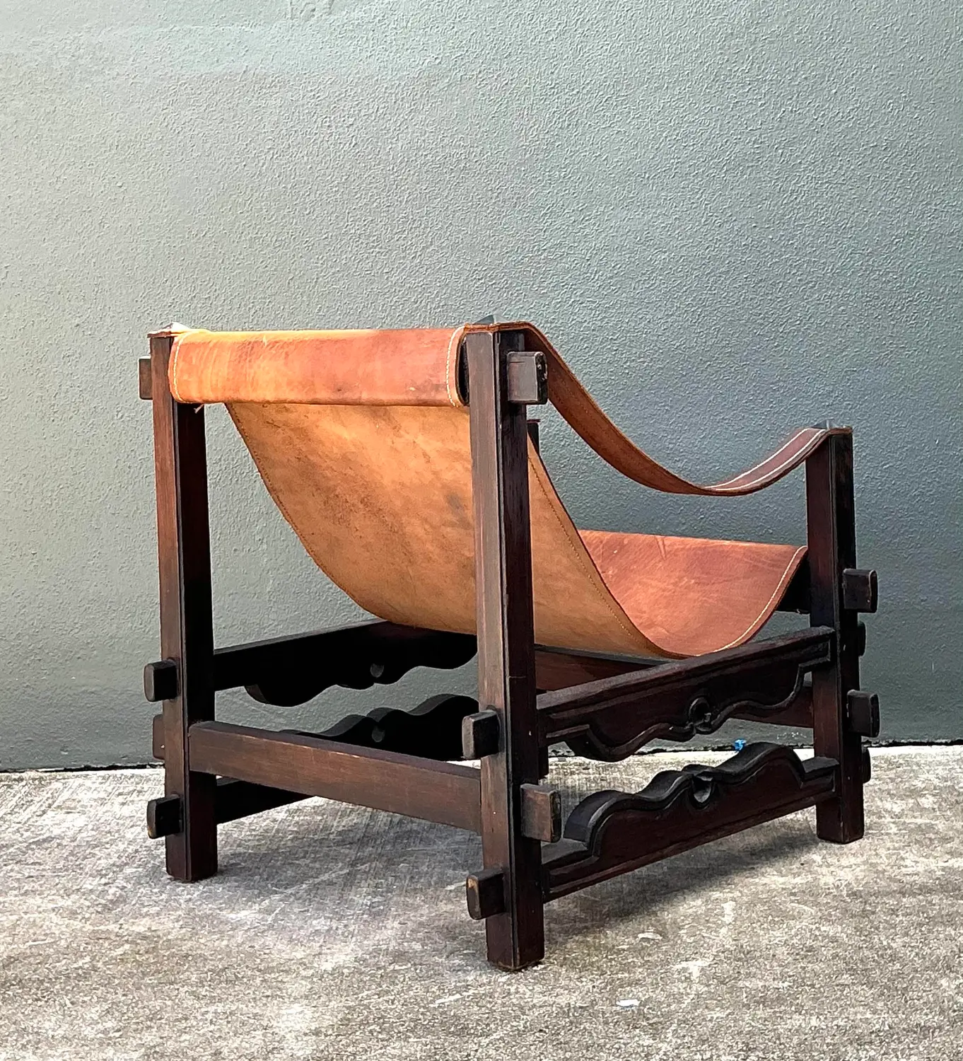 Vintage MCM Leather Sling Lounge Chair - Top view