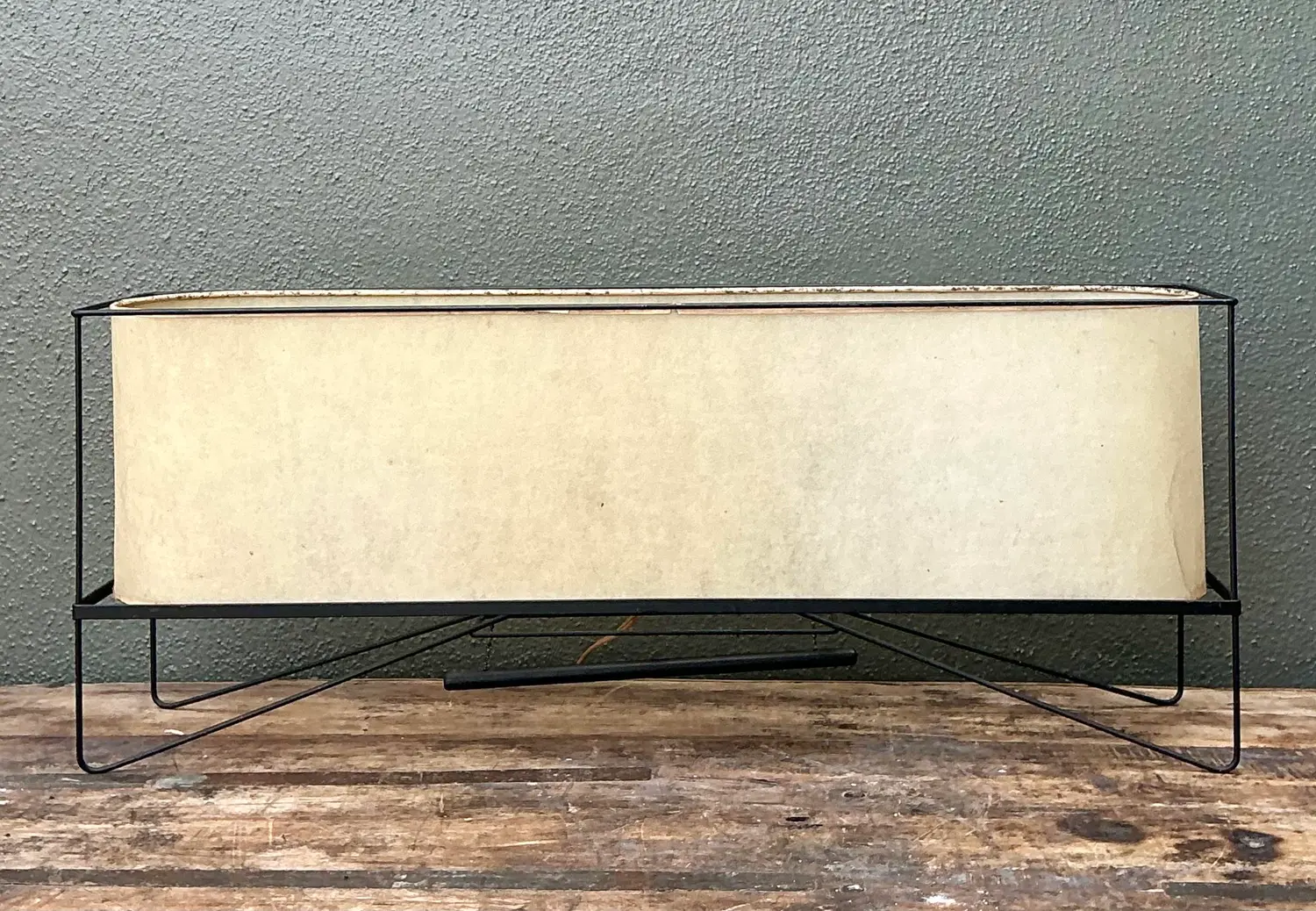 Vintage MCM Long Parchment Table Lamp - Side view